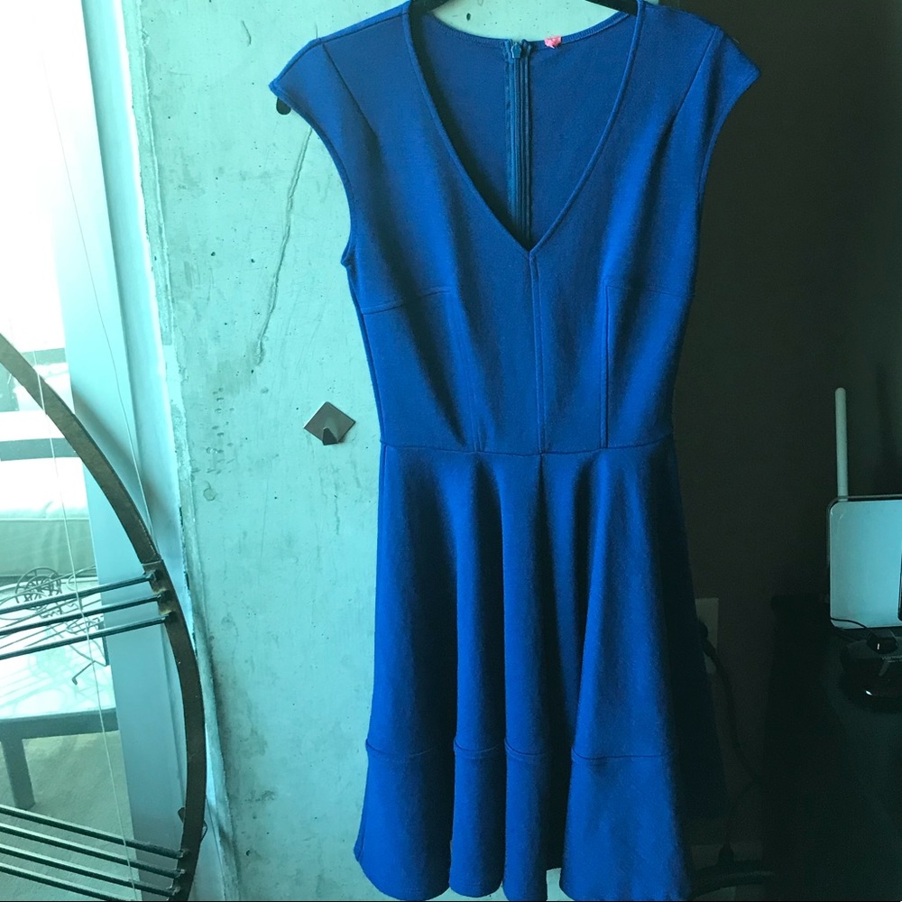 Blue fit and flare dress